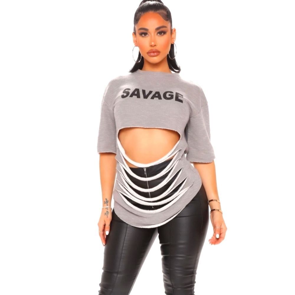 Fashion Nova ‘Had It Rough' Distressed‎ Top